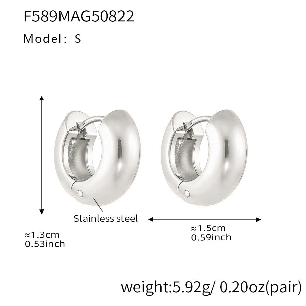 Mili fine-polished plain ring ear loops and ear les, 18k plated women's earrings