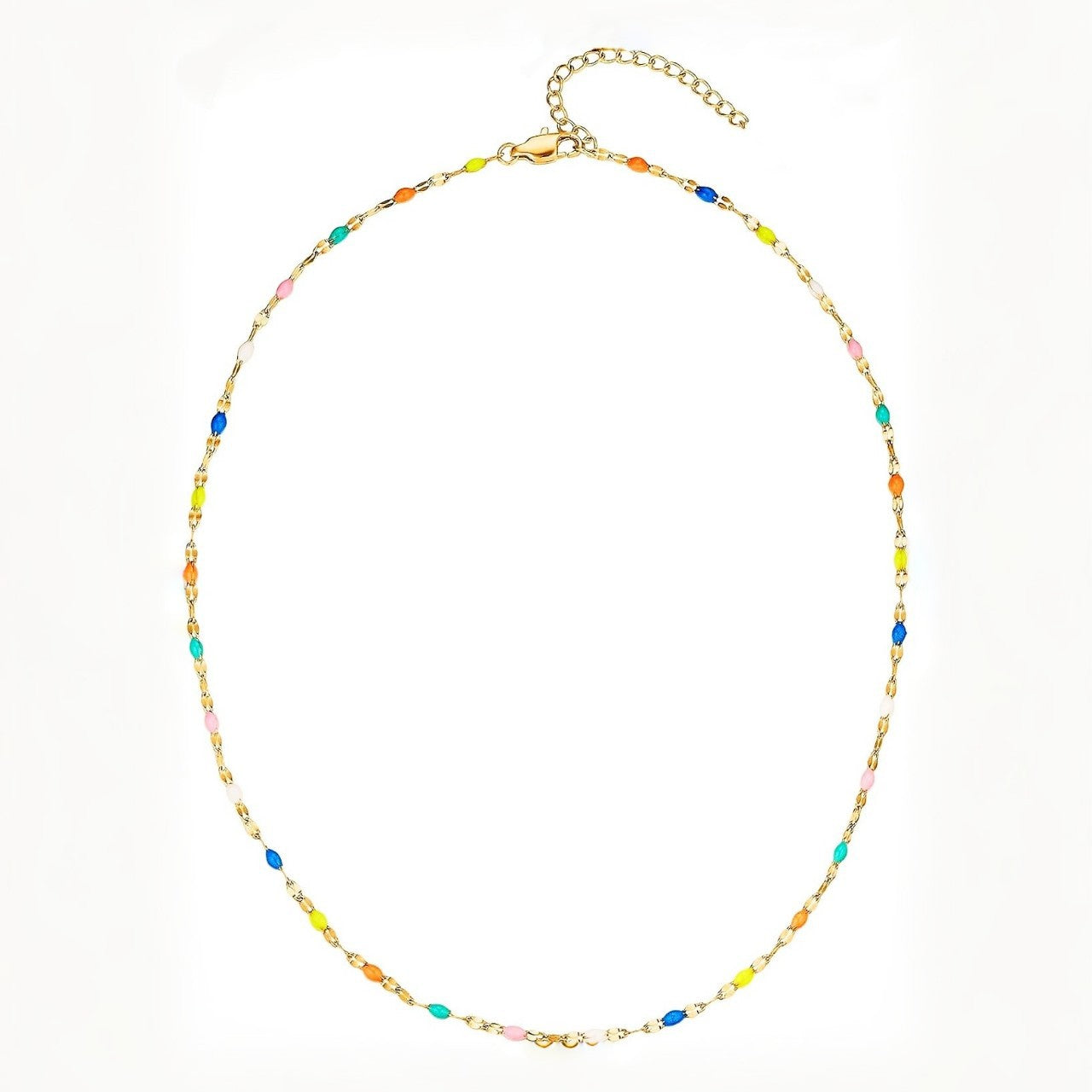 A commuter girl with a fresh and cool enamel hand-drip oil rainbow candy color