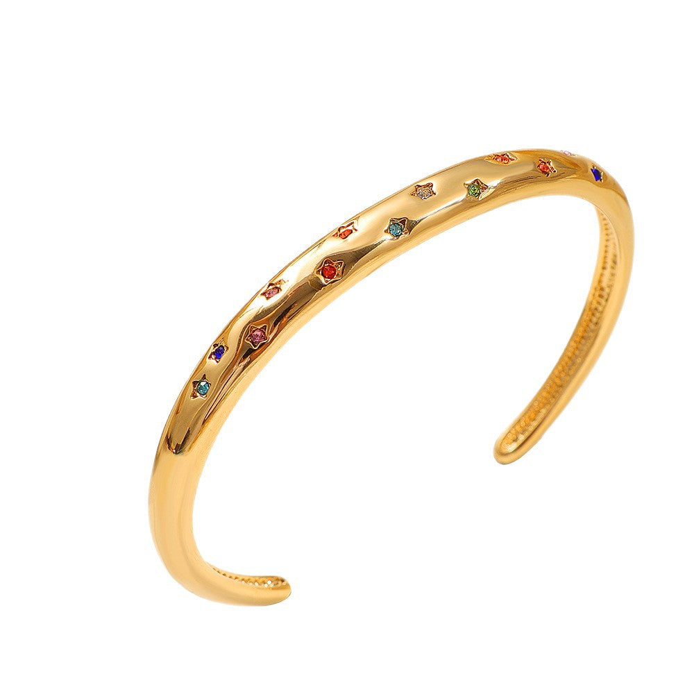 18K Gold Open Star Bracelet