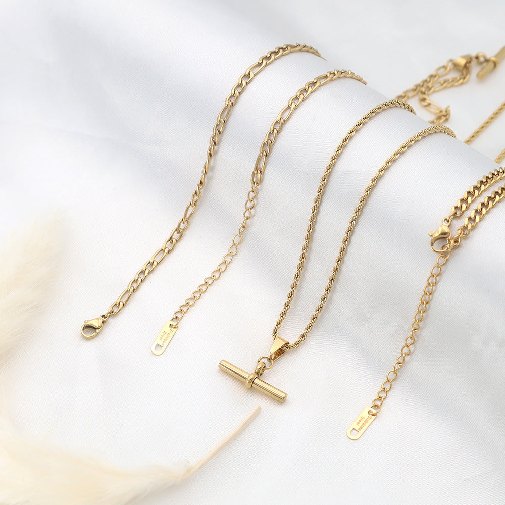 18k pendant, a trendy T-shaped pendant for women