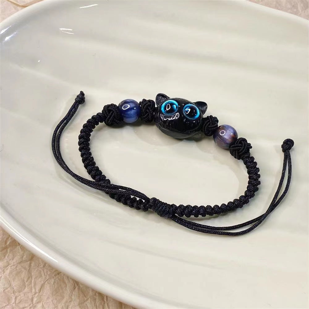 Black Cat Hand-Woven Couple Bracelet