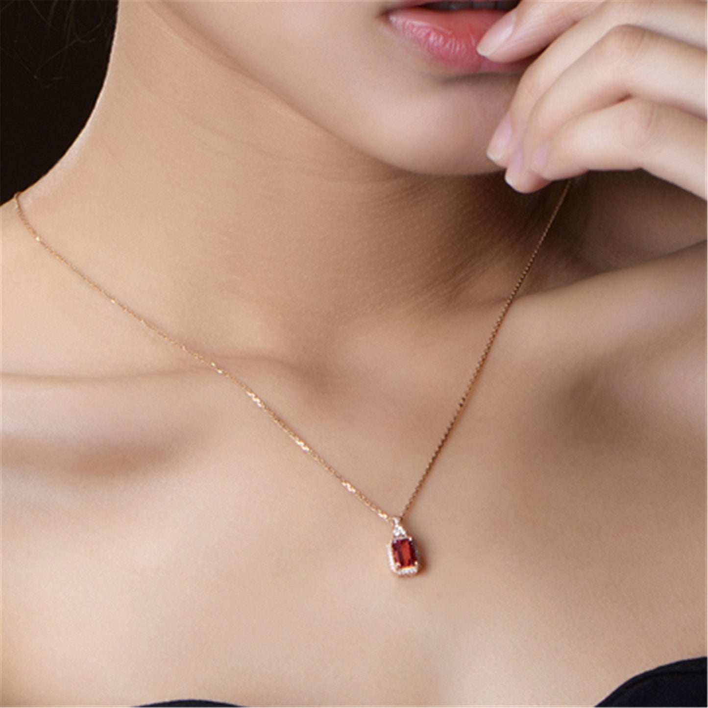 Brazilian Red Tourmaline Stone Pendant Necklace