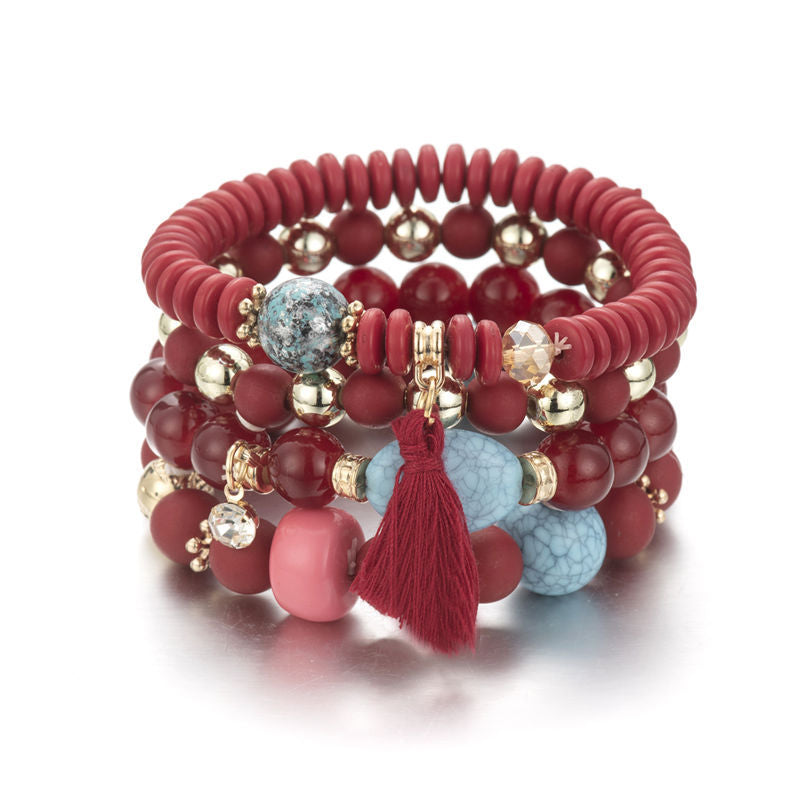 Bohemian Crystal Tassel Beaded Bracelet