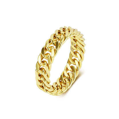 Cold and neutral landscape chain ring, double woven Cuban chain, high-end couple's jewelry