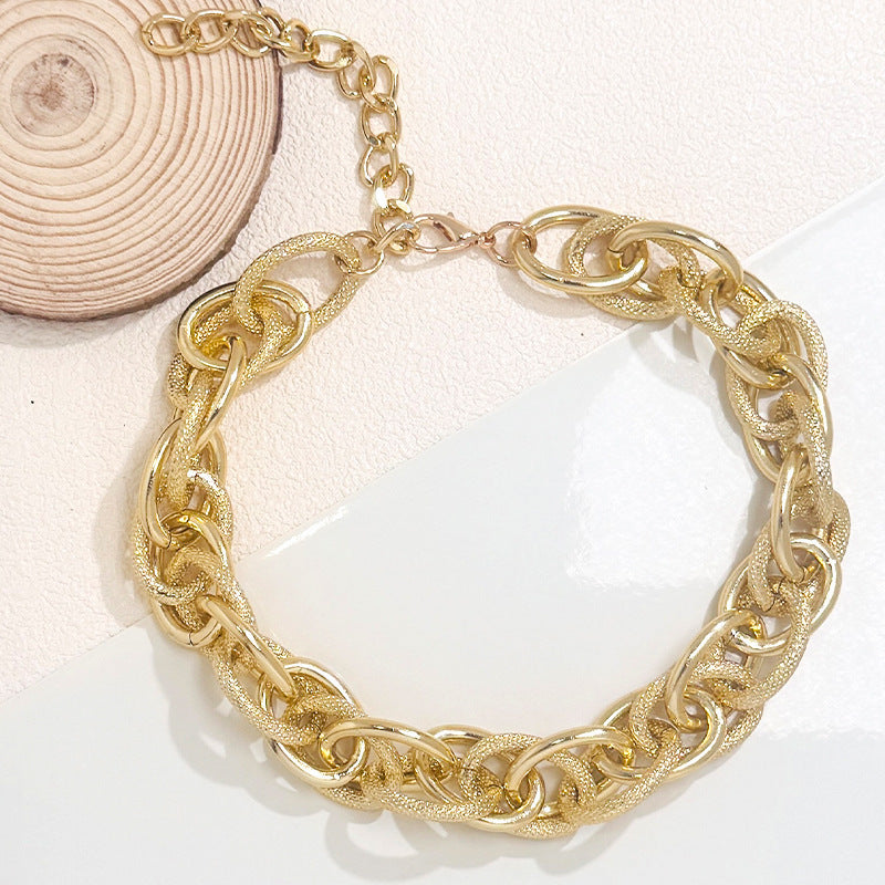 Street trendy color patchwork women's exaggerated single-layer aluminum chain necklace