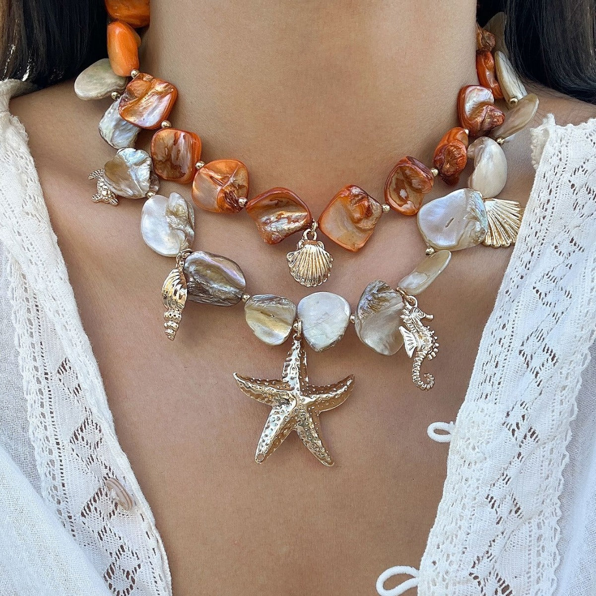 Beach vacation shell chain