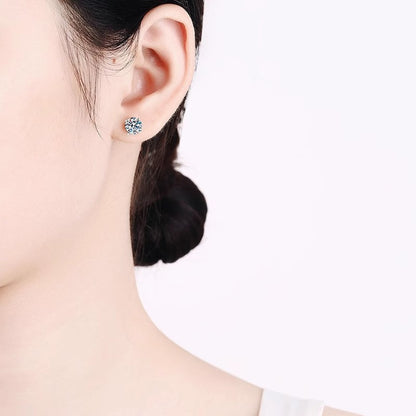 s925 Moissanite Stud Earrings for Women, Classic four-prong  stud earrings and earrings