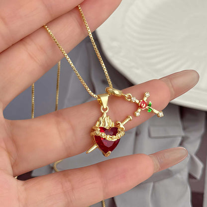 Gold Faith Double Pendant Necklace