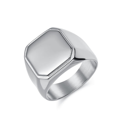 Square seal ooth ring, high-quality men's jewelry