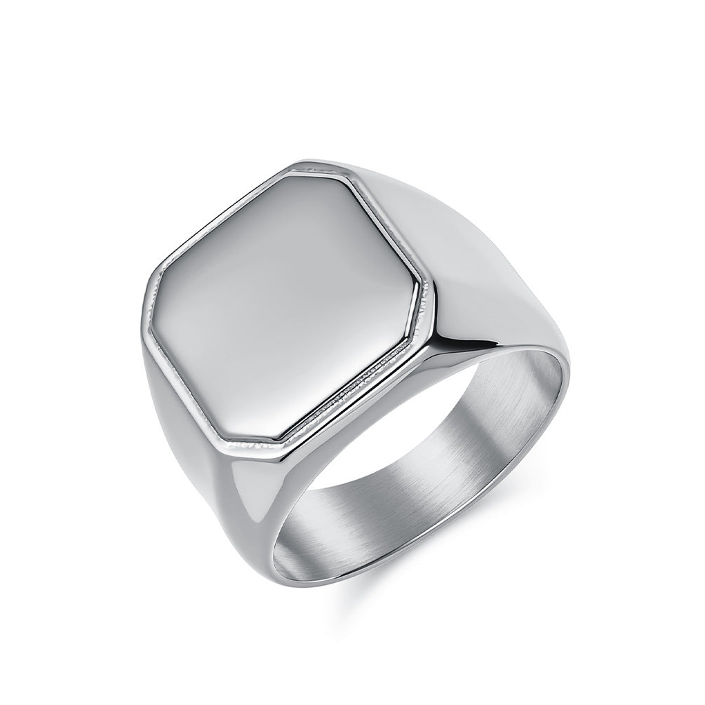 Square seal ooth ring, high-quality men's jewelry