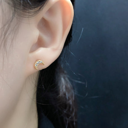 S925 Silver Moon Screw Ear Bone Studs – Colourful Cartilage