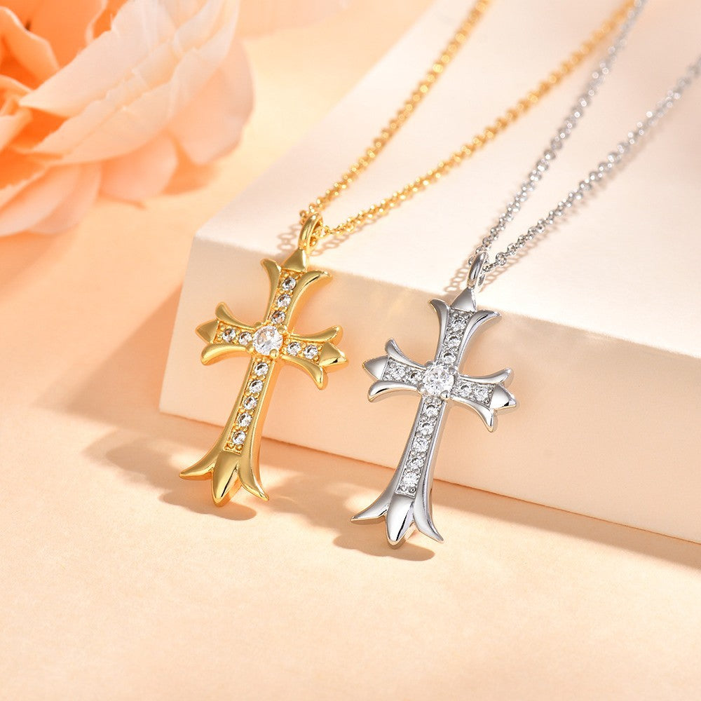 The new European and American cross necklace features a niche design and is suitable for both men and women. It is a fashionable and individual pendant that has become a popular online accessory