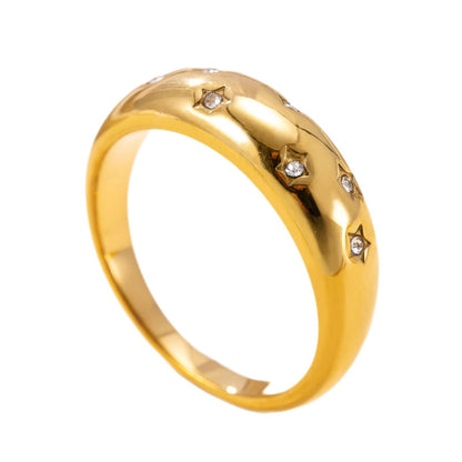 A trendy 18k cast star-studded ring for women