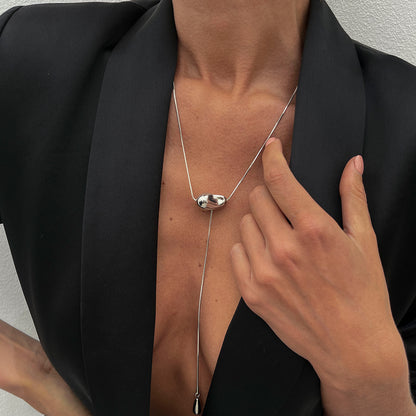 Irregular design pendant long commuter thin chain sweater necklace