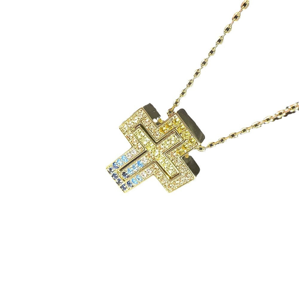 European-style seven-color cross decorative pendant, double-wear cross pendant