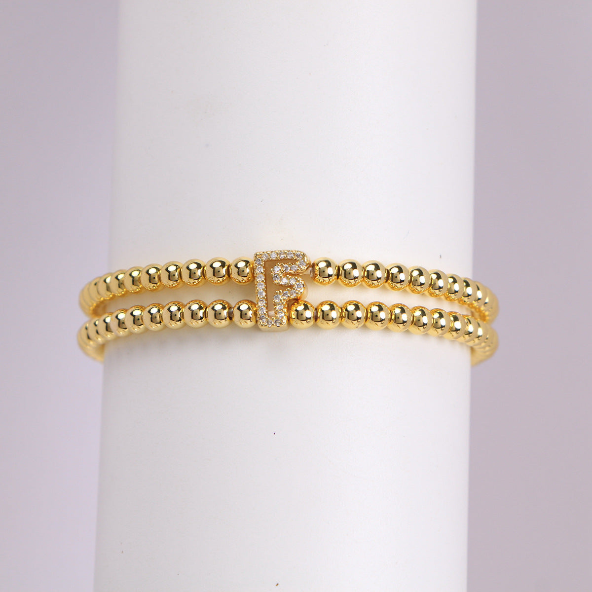 18K Bubble Letter Beaded Bracelet
