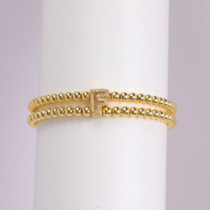 18K Bubble Letter Beaded Bracelet
