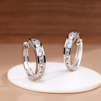 -style copper-inlaid square ear ring imitation Mosang earrings are versatile, elegant and high-end earrings