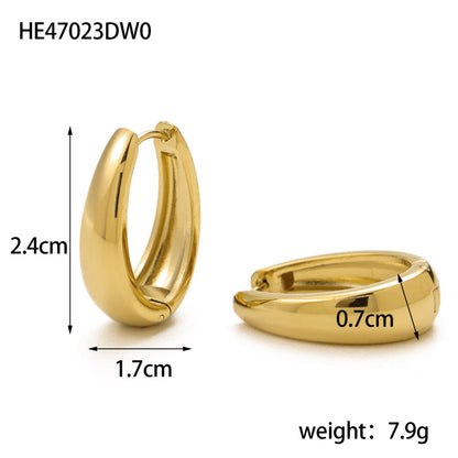 Glossy wide-open earrings with 18K plain bezel and layered earrings