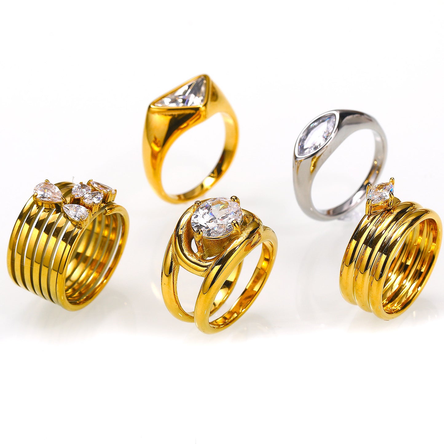 A -style design with an arc-shaped ring for women