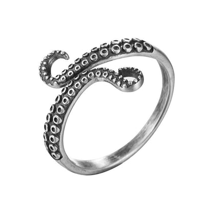 Cthulhu open ring style distressed craft octopus tentacle ring