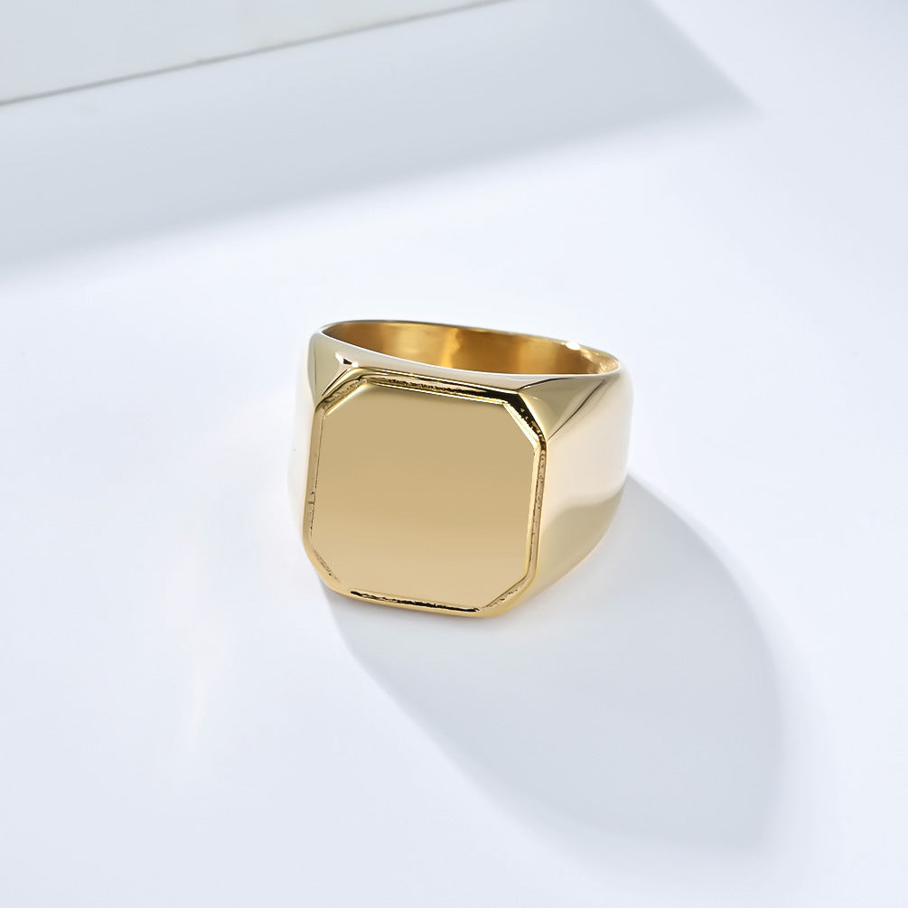 Square seal ooth ring, high-quality men's jewelry