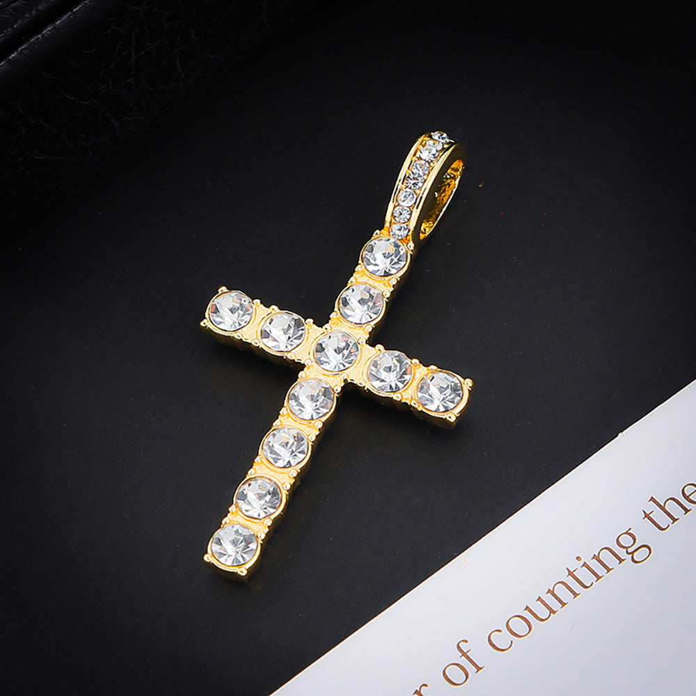 Eco-friendly zinc cross pendant, 4mm single-row chain