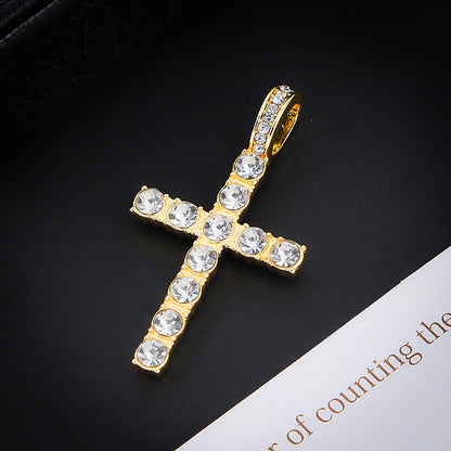 Eco-friendly zinc cross pendant, 4mm single-row chain