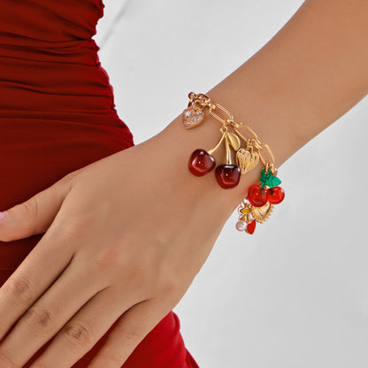 Trendy cherry heart knot bracelet
