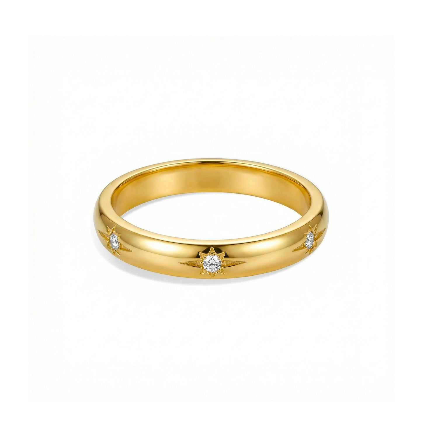 A white and green bezel ring with a silver dual-color commuting layering style