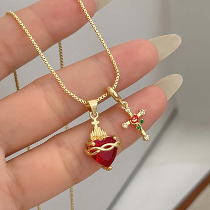 Gold Faith Double Pendant Necklace