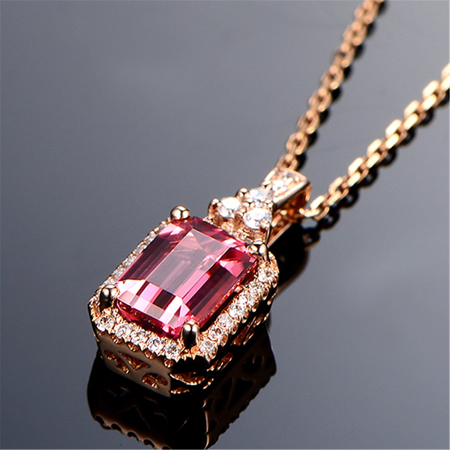 Brazilian Red Tourmaline Stone Pendant Necklace