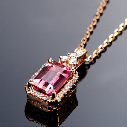 Brazilian Red Tourmaline Stone Pendant Necklace