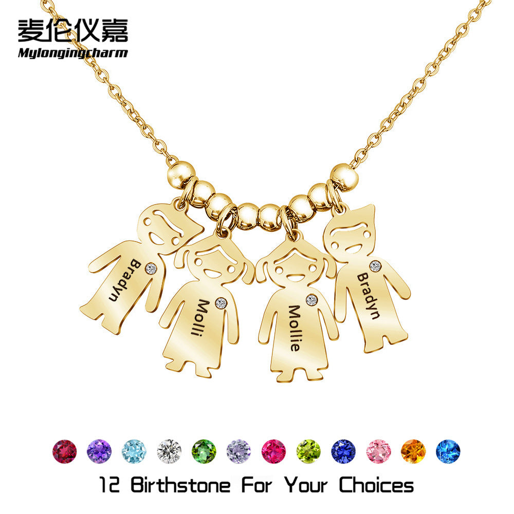 Thanksgiving engraved doll pendant, pendant and chain accessory