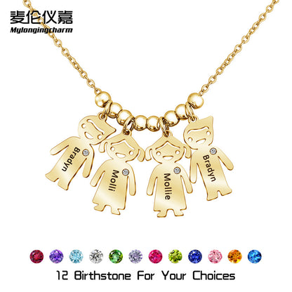 Thanksgiving engraved doll pendant, pendant and chain accessory
