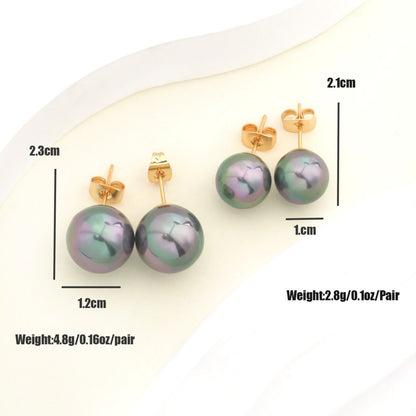 Tahitian Peacock Green Pearl Stud Earrings – S925 Silver