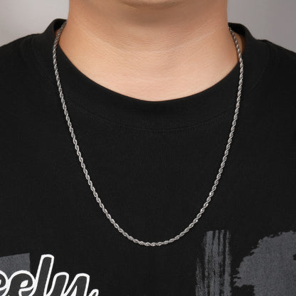 A versatile color twist chain, plain chain and twisted rope necklace for boys