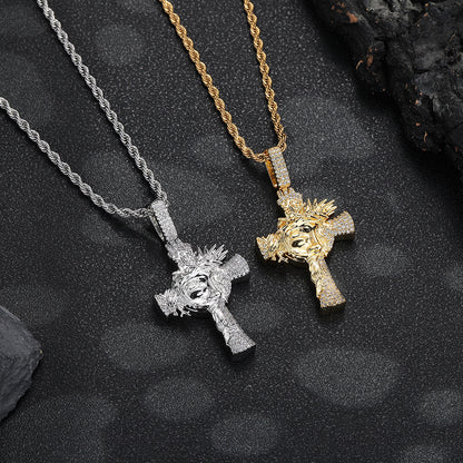 Crown of Thorns Micro-inlaid Men's Cross Trendy Pendant