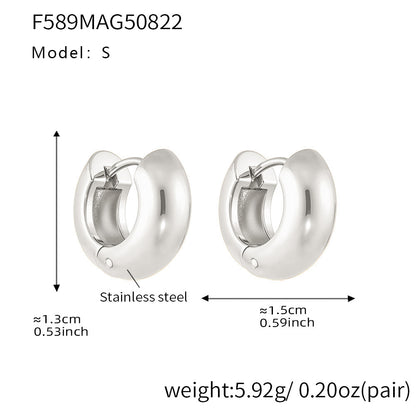 Mili fine-polished plain ring ear loops and ear les, 18k plated women's earrings