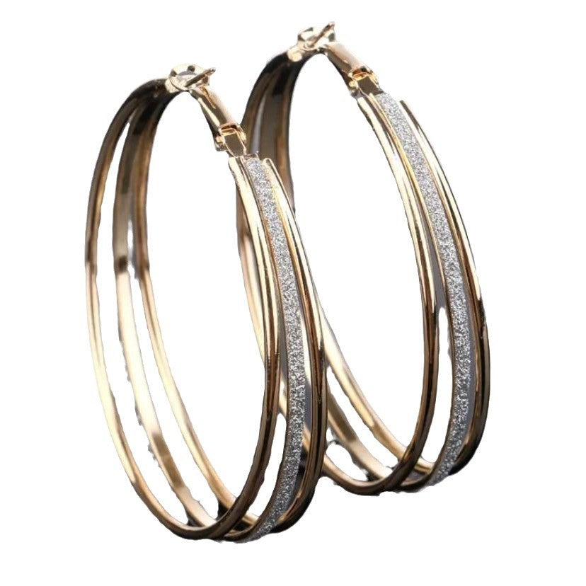 Frosted Multi-Layer Large Ring Drop Earrings – Exaggerated Statement