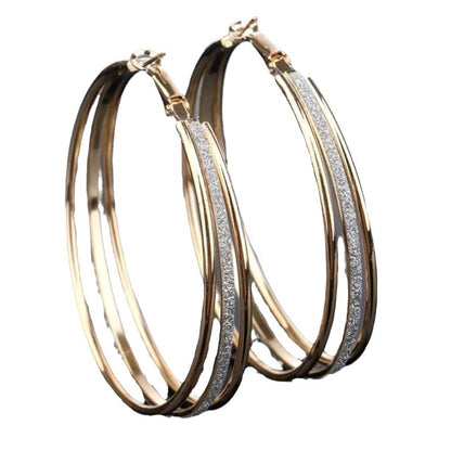 Frosted Multi-Layer Large Ring Drop Earrings – Exaggerated Statement