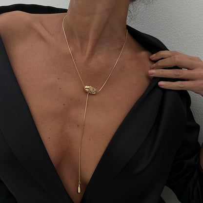 Irregular design pendant long commuter thin chain sweater necklace