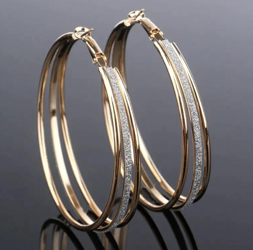 Frosted Multi-Layer Large Ring Drop Earrings – Exaggerated Statement