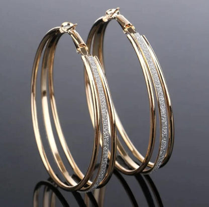 Frosted Multi-Layer Large Ring Drop Earrings – Exaggerated Statement