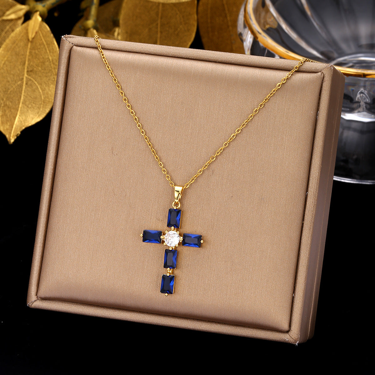 The wind color full cross design sense pendant chain decoration