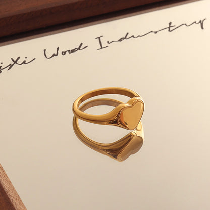 Wind heart ring, ooth and versatile heart ring, wind plated 18k heart ring decoration
