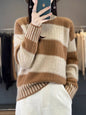 Women's Striped Knit Turtleneck Sweater