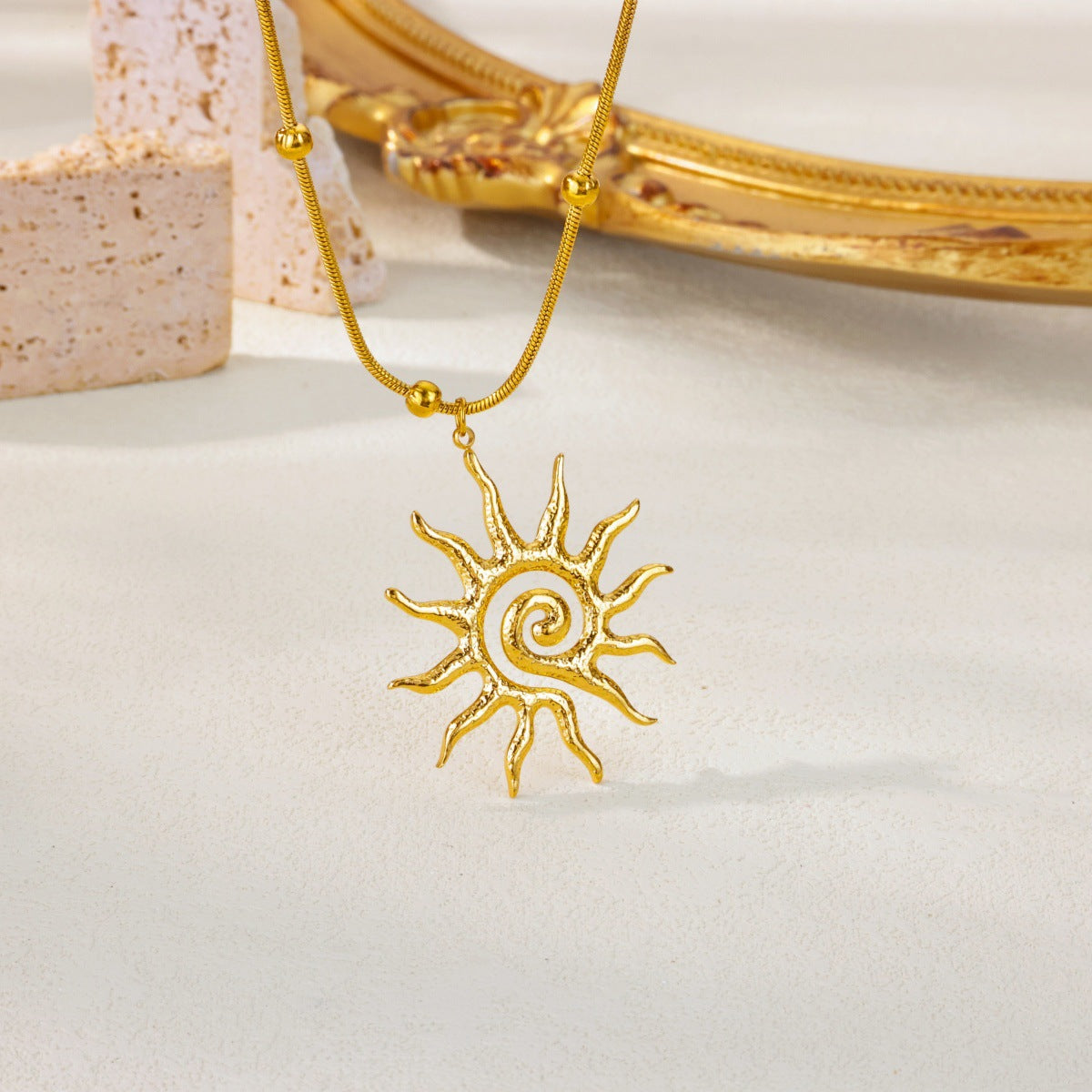 Sunflower Pendant Sweater Chain Necklace