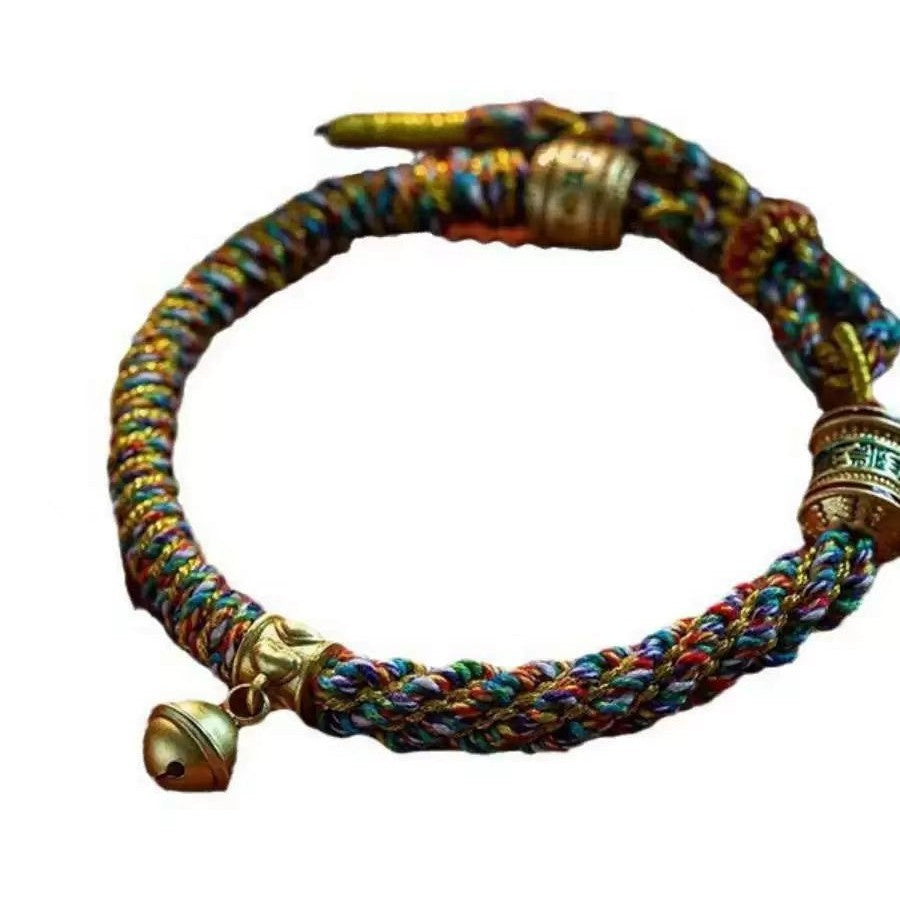Five-Colour Hand-Woven Red Rope Bracelet