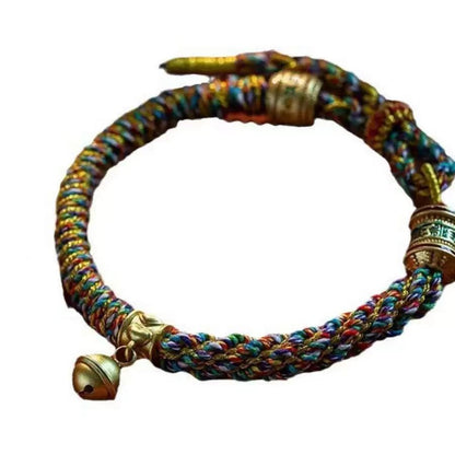 Five-Colour Hand-Woven Red Rope Bracelet